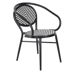 Oviala - silla de jardín estilo bistró parisino en aluminio y ratán negro