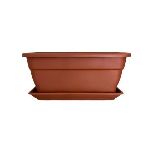 40 cm | teja | jardinera con plato incorporado para pla - jardin202