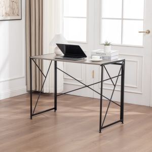 Escritorio plegable para oficina en casa madera y metal natural 75x99x50cm