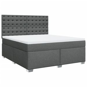 vidaXL cama box spring con colchón tela gris oscuro 180x200 cm