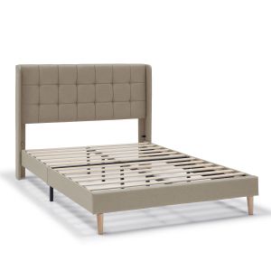 Cama tapizada esther de 30 cm, 135/140x190 cm, beige