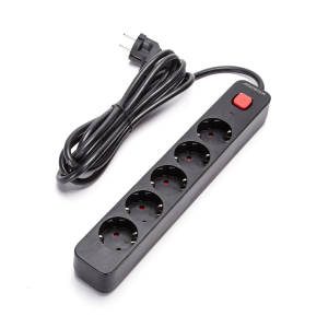 Aigostar regleta 5 enchufes, alargador 3m con interruptor, negro