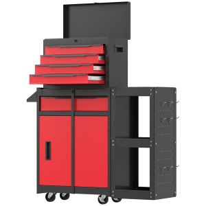 Carro de herramienta 80x28x102 cm acero color rojo Homcom
