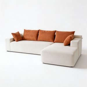 Sofá de salon luna 3 plazas - blanc orange droite