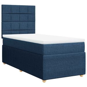 vidaXL cama box spring con colchón tela azul 90x200 cm