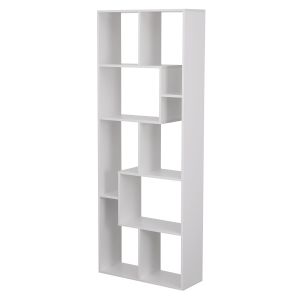 Librería blanca asimétrica 8 estantes jane