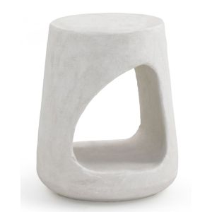 Mesa auxiliar de poliresina cemento blanco, 38x38x46cm