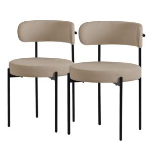 Set 2x sillas de comedor tejido teddy marrón de terciopelo