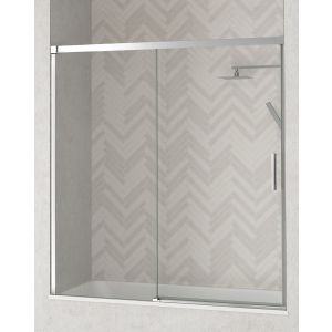 Mampara bañera de 1 fijo 1 puerta | cromo brillo 145cm