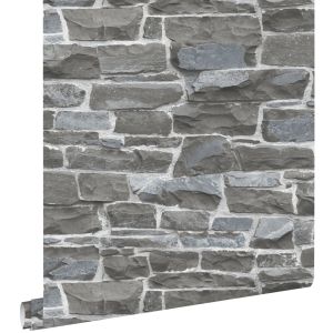 Estahome papel pintado pared de ladrillos gris oscuro 53 cm x 10.05 m