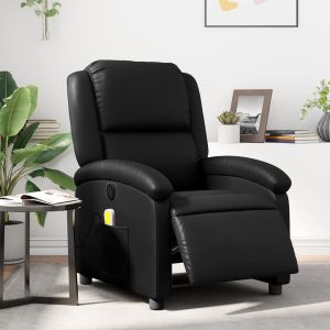 Sillón de masaje reclinable eléctrico cuero sintético negro es3544