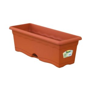 Jardinera con plato integrado color terracota 60 x 20