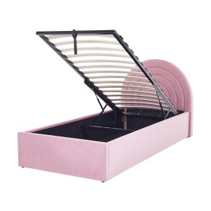 Cama infantil con almacenaje anet terciopelo rosa 90 x 200 cm