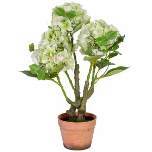 Hortensia  decorativa artificial verde, 46x44x67h cm