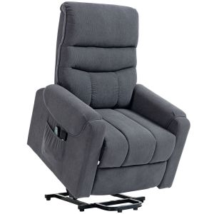 Sillón levanta persona 83x92x110 cm pana, acero color gris Homcom