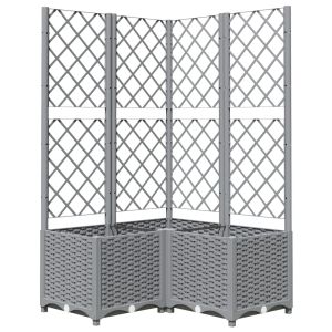 vidaXL jardinera con enrejado pp gris claro 80x80x136 cm