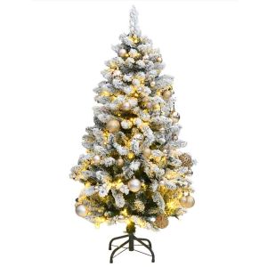 vidaXL árbol de navidad artificial con bisagras 150 LED y bolas 150 cm
