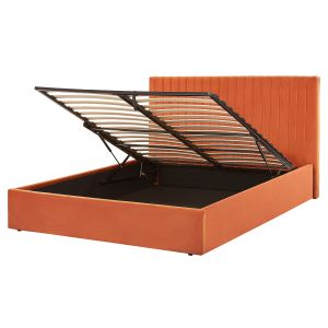 Cama con almacenaje vion terciopelo naranja 160 x 200 cm