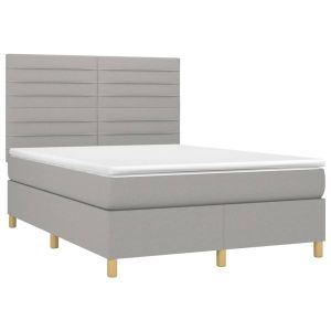 vidaXL cama box spring con colchón tela gris claro 140x200 cm