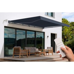 Toldo motorizado semicofre fazzio 5x3m gris con fijación al techo