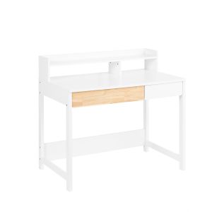 Sobuy mesa escritorio de ordenador con 2 cajones y estante blanco 120x60cm