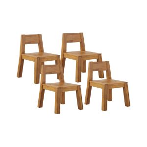 Conjunto de 4 sillas de jardín livorno madera de acacia marrón