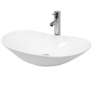 Lavabo forma oval 585x375x145 mm ceramica blanca