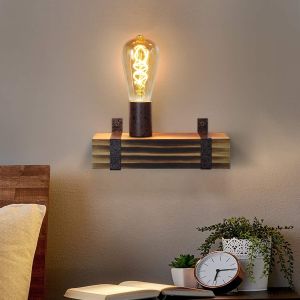 Nettlife aplique pared E27 madera 23x85