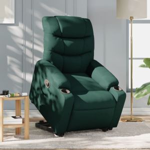 Sillón reclinable elevable tela verde oscuro qweo1143