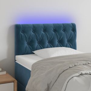 Cabecero con LED de terciopelo azul oscuro 80x7x78/88 cm eso2812