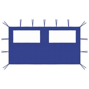 vidaXL pared lateral de cenador con ventanas azul 4x2 m
