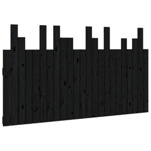 vidaXL cabecero de cama de pared madera maciza pino negro 146,5x3x80cm