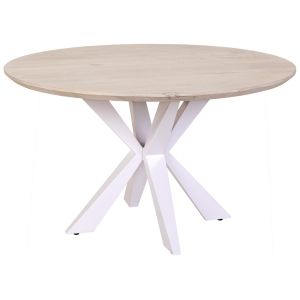 Mesa de comedor de madera blanca 130x130x77h cm
