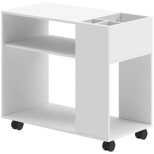 Mesa auxiliar móvil 70x36x60 cm color blanco Homcom