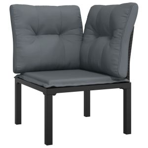 vidaXL sillón esquina jardín con cojines ratán sintético negro y gris
