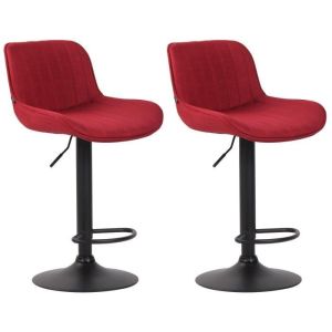 Taburetes de bar regulables - tela roja - 2ud