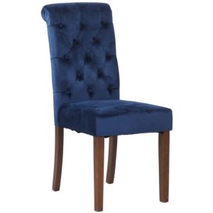 Silla capitonada azul de comedor - 1 unidad - 98 cm