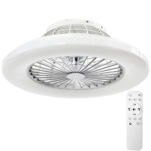 Tectake lámpara techo LED con ventilador regulable, blanco