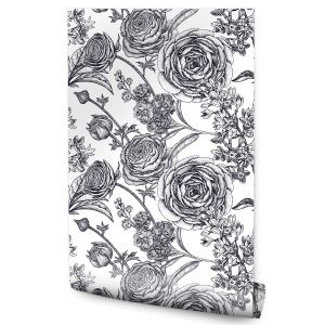 Papel Pintado Para Salón Con Flores Rosas Naturaleza 53cm x 10m