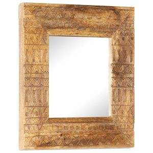 vidaXL espejo tallado a mano madera maciza de mango 50x50x2,5 cm