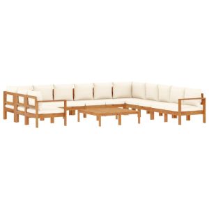vidaXL set de sofás de jardín con cojines 9 pzas madera maciza acacia