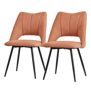 Juego de 2x sillas de comedor sillón tapizado  naranja de poliéster