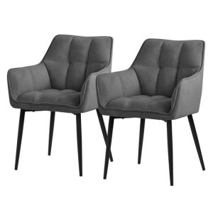 2x sillas de comedor gris de tejido de rizo asiento ergonómico