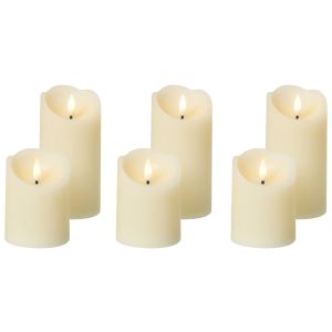 Conjunto de 6 velas LED amorea 10/15 cm blanco crema