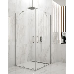 Mampara de ducha angular allstone hidra 2+2, sin perfil 90x70 cm