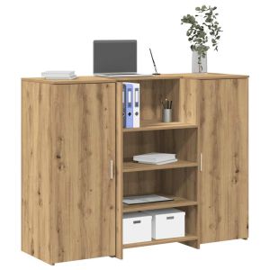 Mostrador de recepción de 135 x 50 x 103,5 cm, madera de roble artesanal