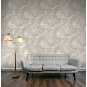 Papel pintado tnt frondosidad de hojas de helecho pintadas beige