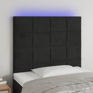 Cabecero con luces LED terciopelo negro 100x5x118/128 cm eso9213