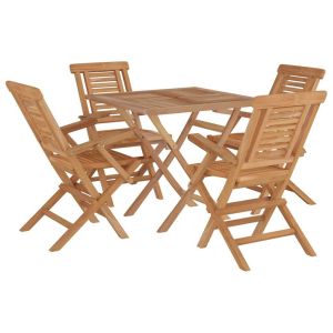 vidaXL juego de comedor para jardín 5 piezas madera maciza de teca