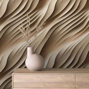 Papel pintado 3d ondas suave beige 60cm por 250cm